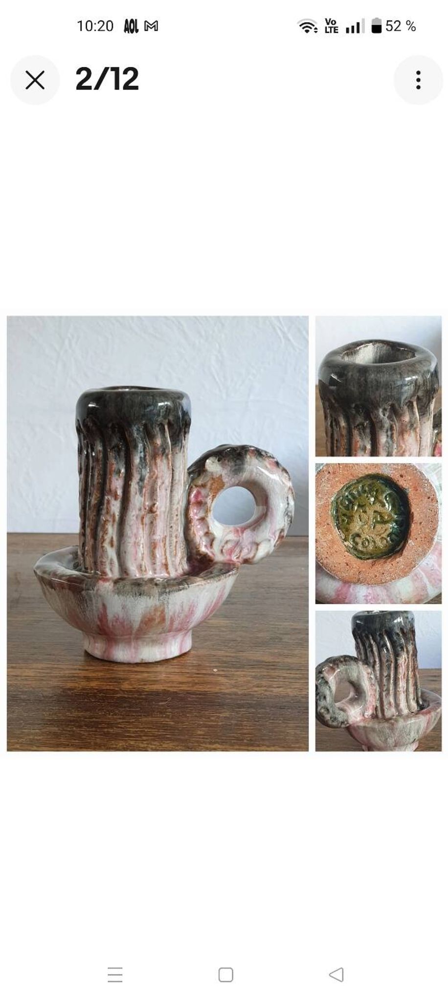 Alice Colonneu ceramic candlestick, 1950