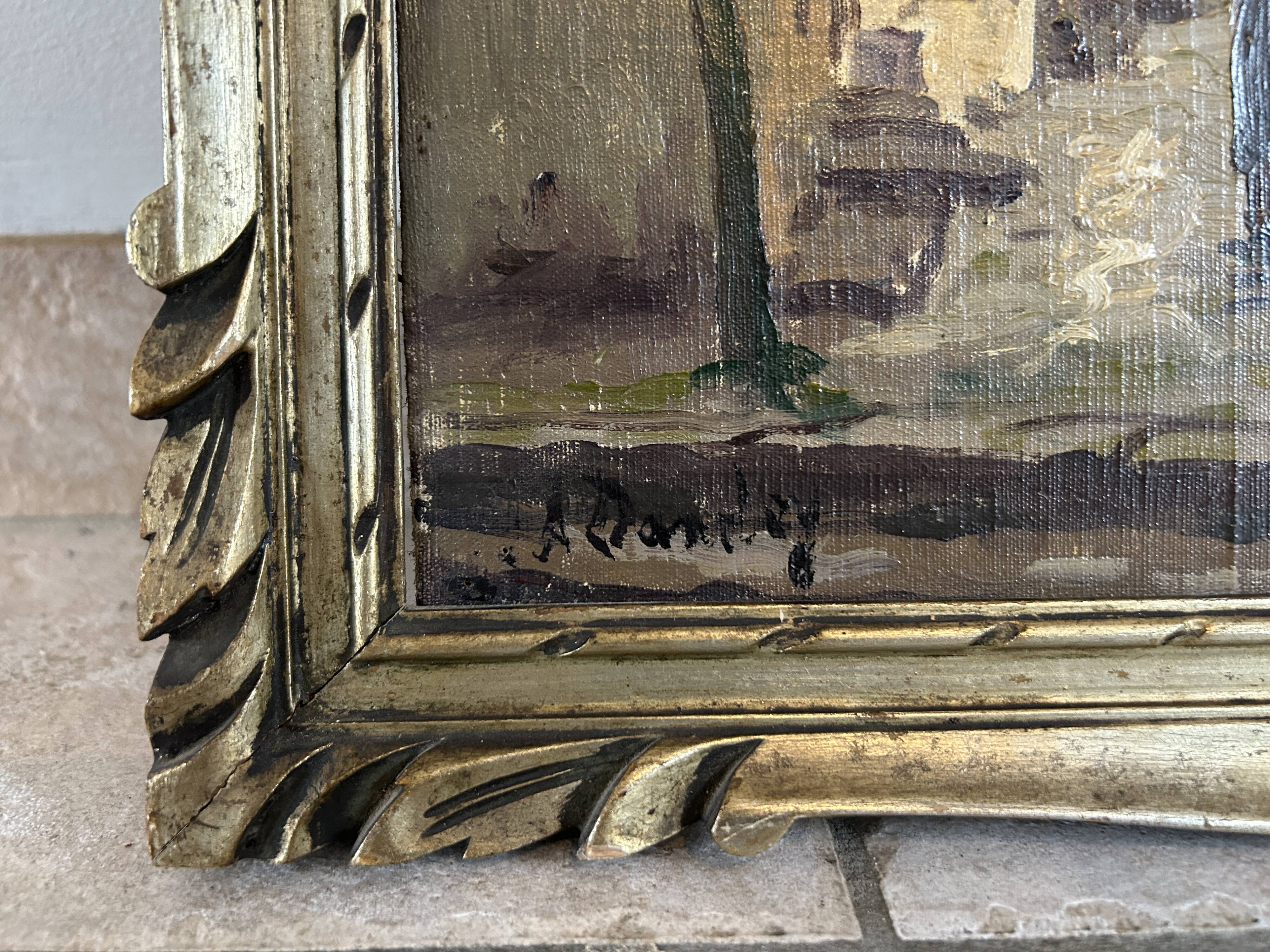 Oil on canvas by Albert Dandoy from 1937 - Church in Marche