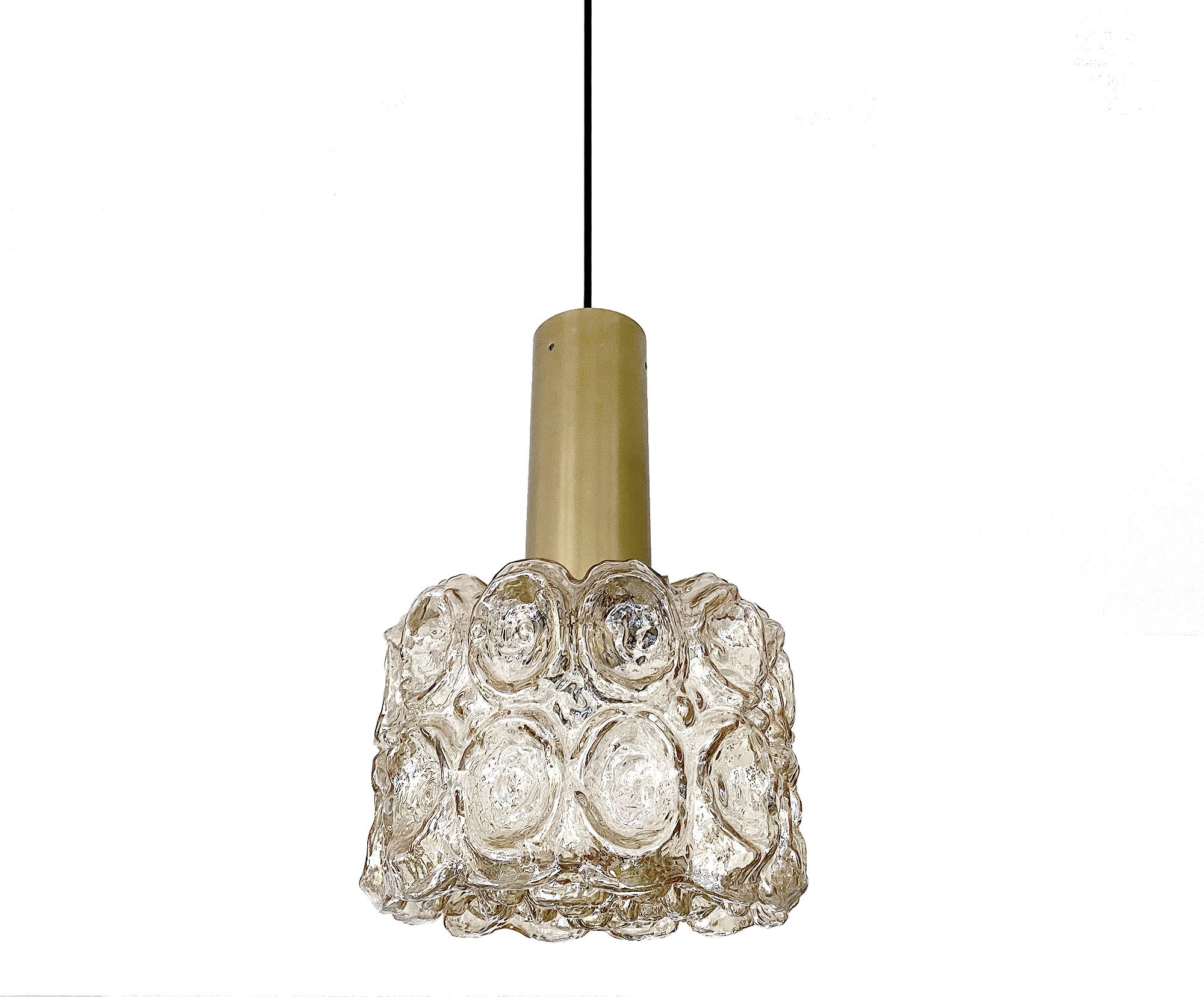 Vintage Pendant Lamp Limburg, Brass & Glass, 70s