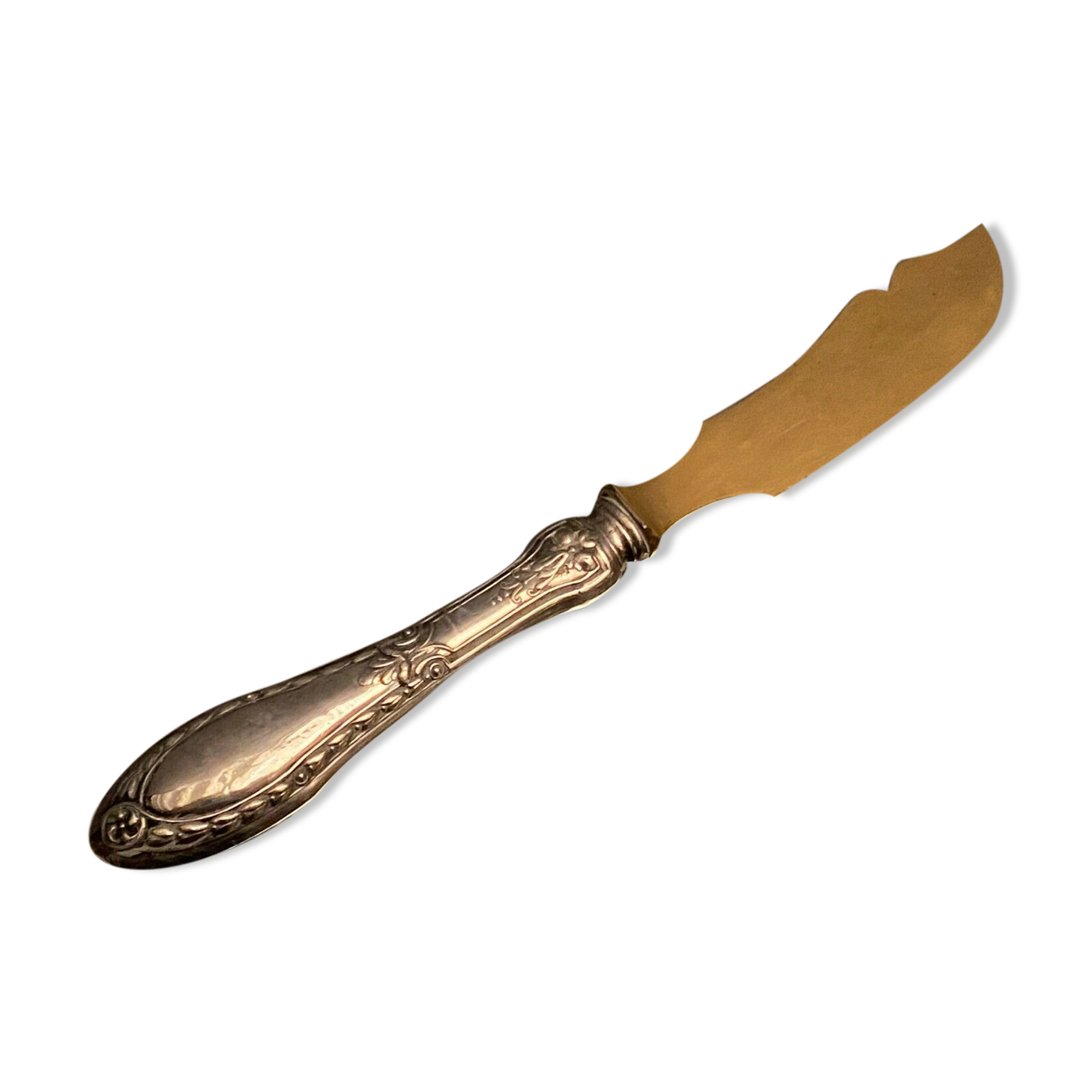 Couteau à beurre manche métal argenté ou argent style Régence lame métal doré