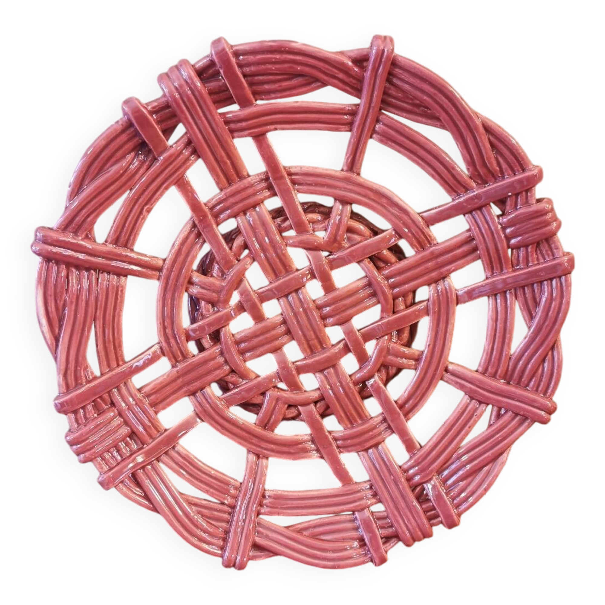 Vintage cup in braided pink barbotine