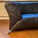 Rolf Benz 2-seater black leather sofa, Germany, 1980s
