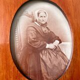Antique Wood & mother of pearl Picture Frame with  intarsia