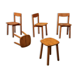 Set of 3 chairs and 2 stools