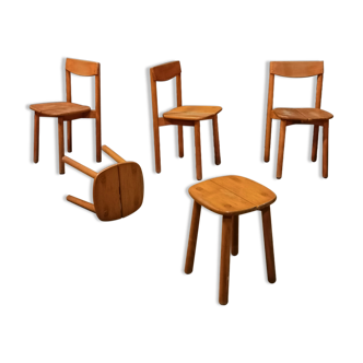 Set of 3 chairs and 2 stools