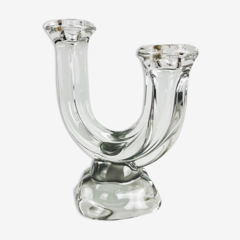 Two-armed glass design candlestick