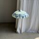 Vintage suspension in white and blue glass with wavy edge D46 H53
