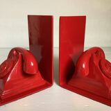 Pair of red telephone bookends