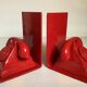 Pair of red telephone bookends