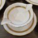 UM Limoges table service, Art Deco gold thread porcelain 80 pieces