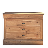 Antique chest of drawers with 4 drawers in raw solid wood.