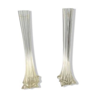 Pair of large glass soliflore vase
