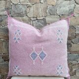 Handmade Moroccan silk cushion cover, cactus pattern