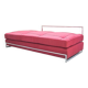 Vintage 1980s Eileen Gray Red Fabric and Metal Daybed