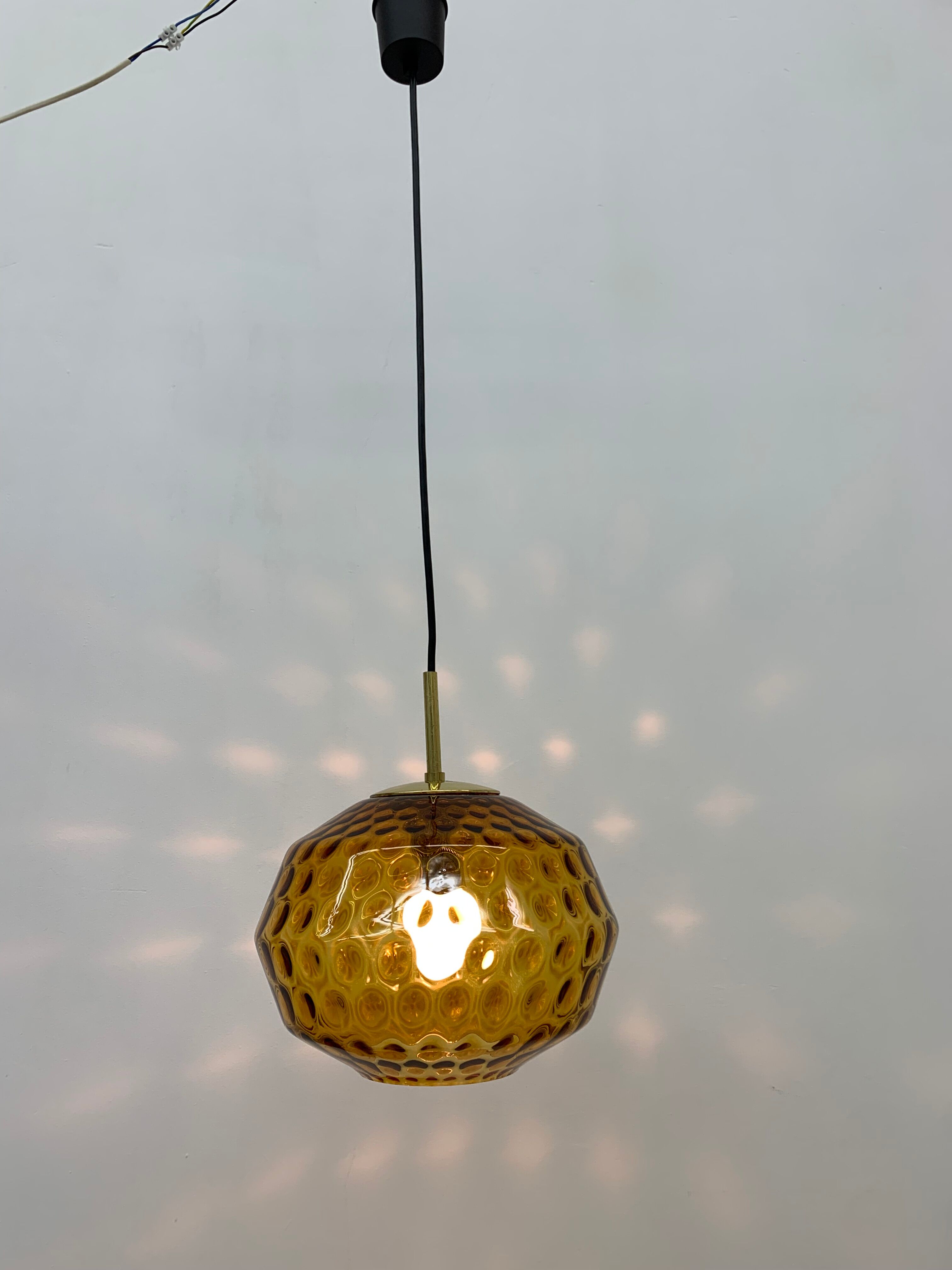 Limburg Glashutte glass hanging lamp , 1970