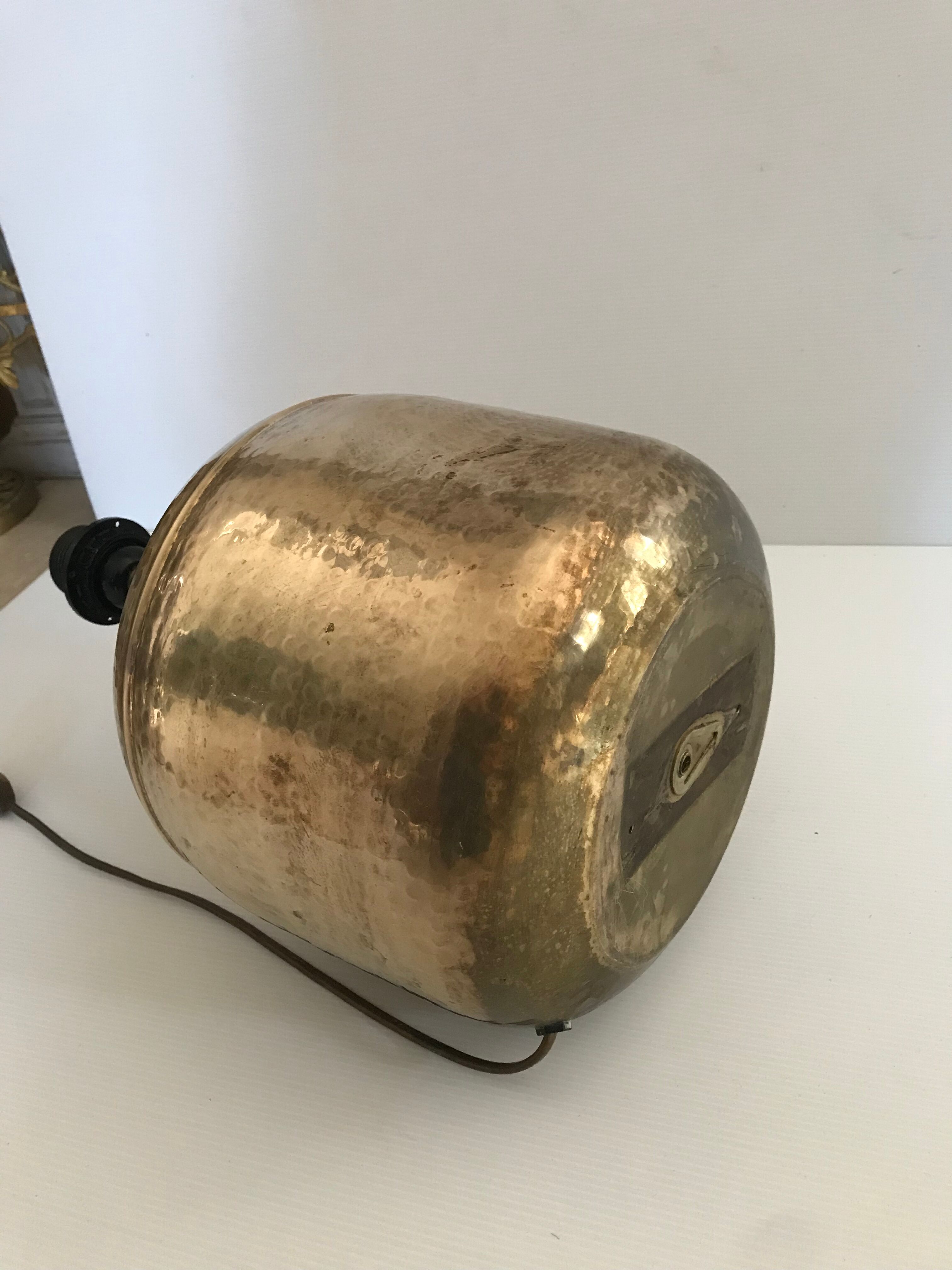 Vintage hammered brass lamp