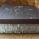Very large vintage square Holophane wall light or ceiling light.