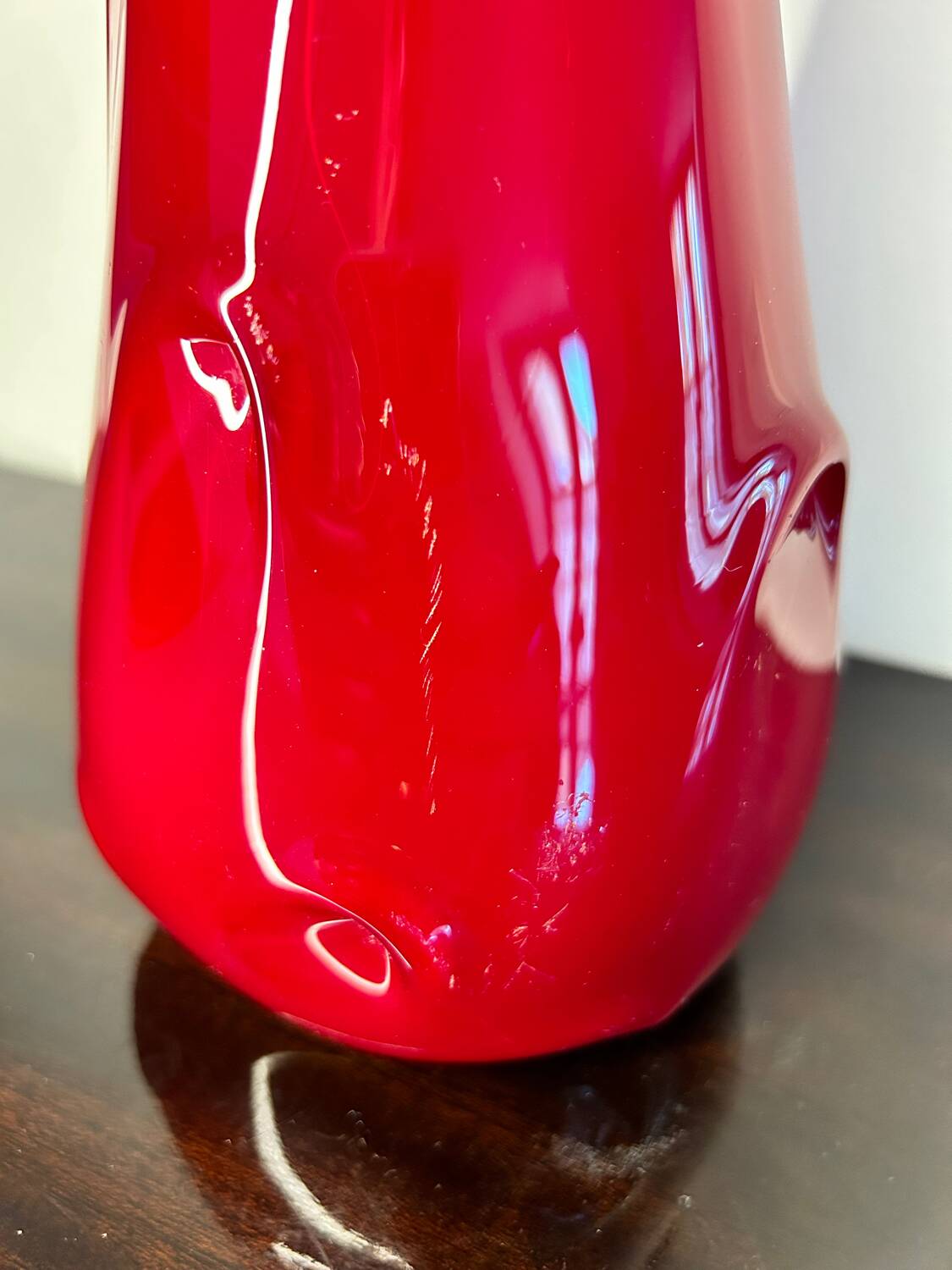Vintage red Murano soliflore vase