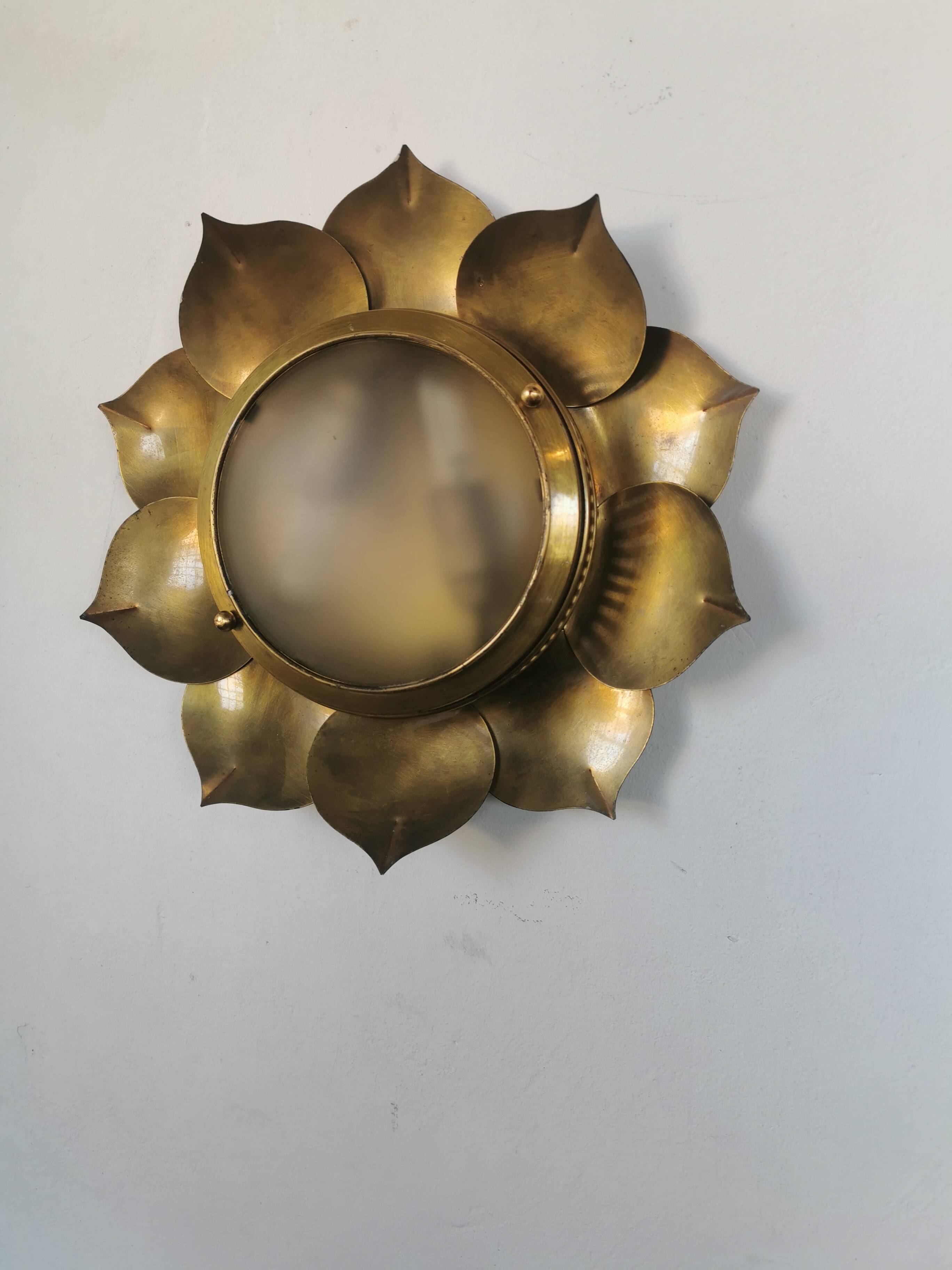 Brass flower ceiling or wall light