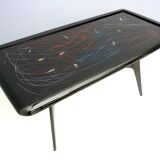 1950s Style Dining Table with Glass Top Lacquered by Enzio Wenk, Italy, 2019