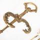 Antique bronze fire screen and fireplace accessories set. Game of seven. France, 1930s