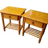 Paire  de tables de chevet  en rotin maugrion