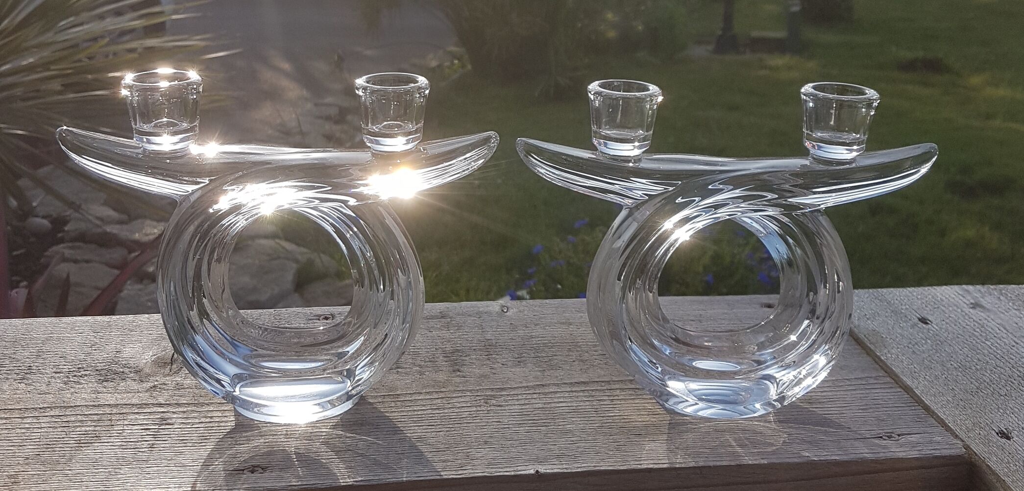 Candlesticks double arms crystal years 50-60