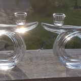 Candlesticks double arms crystal years 50-60