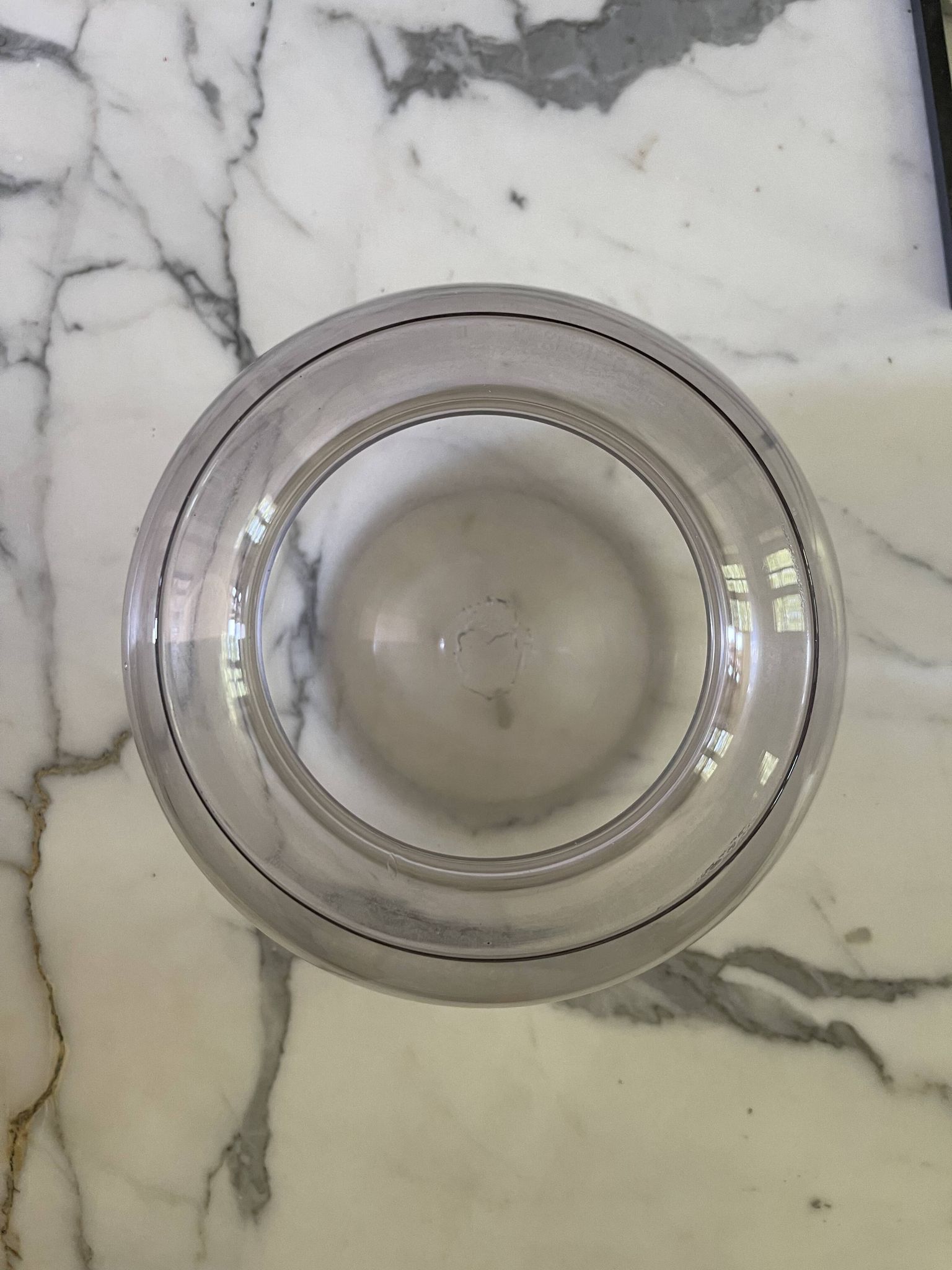 Round vase in Greco-Roman style in smoked glass