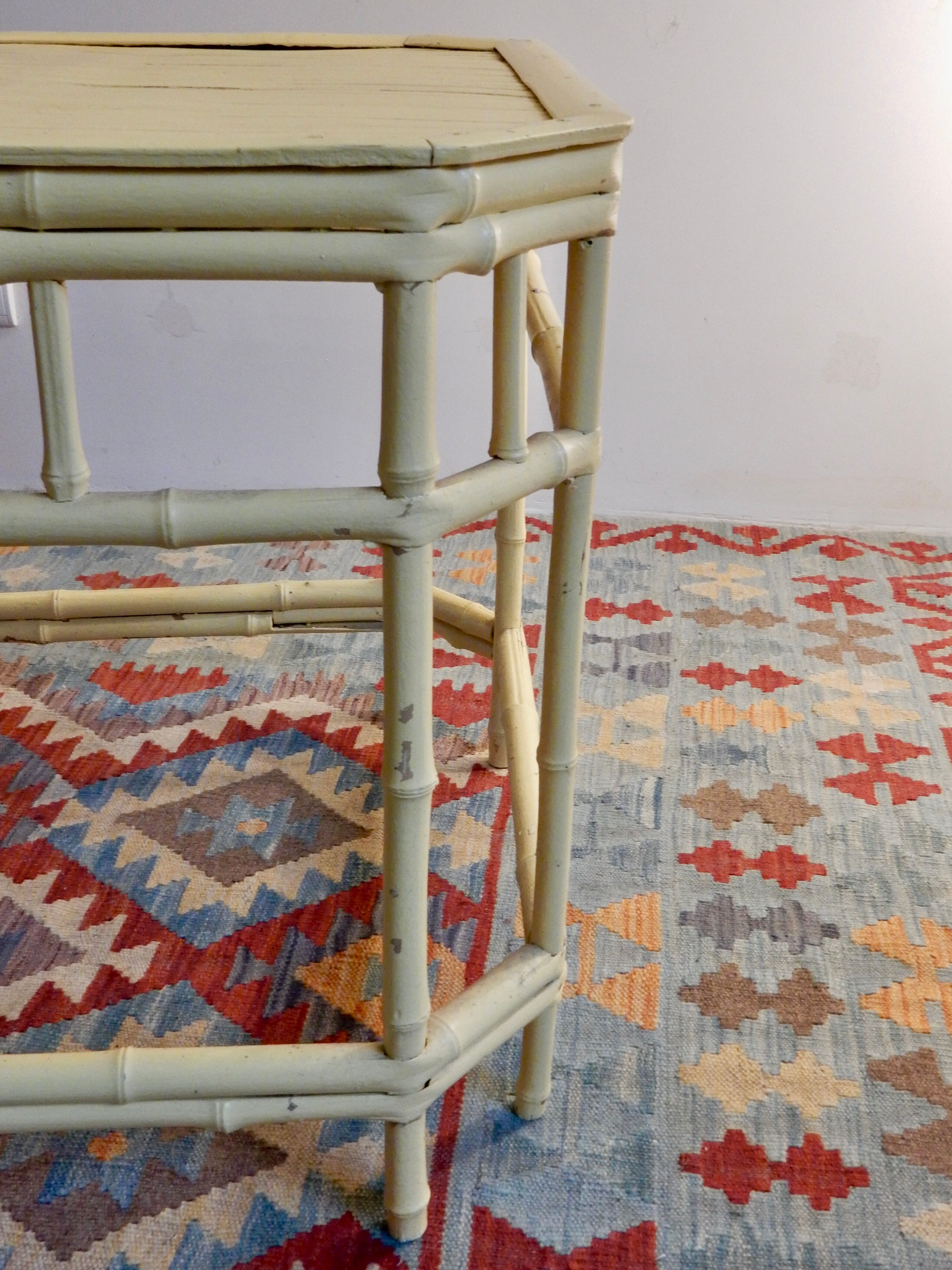 Bamboo coffee table painted yellow