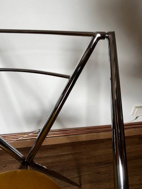 Yamakado chair, chrome and yellow skai