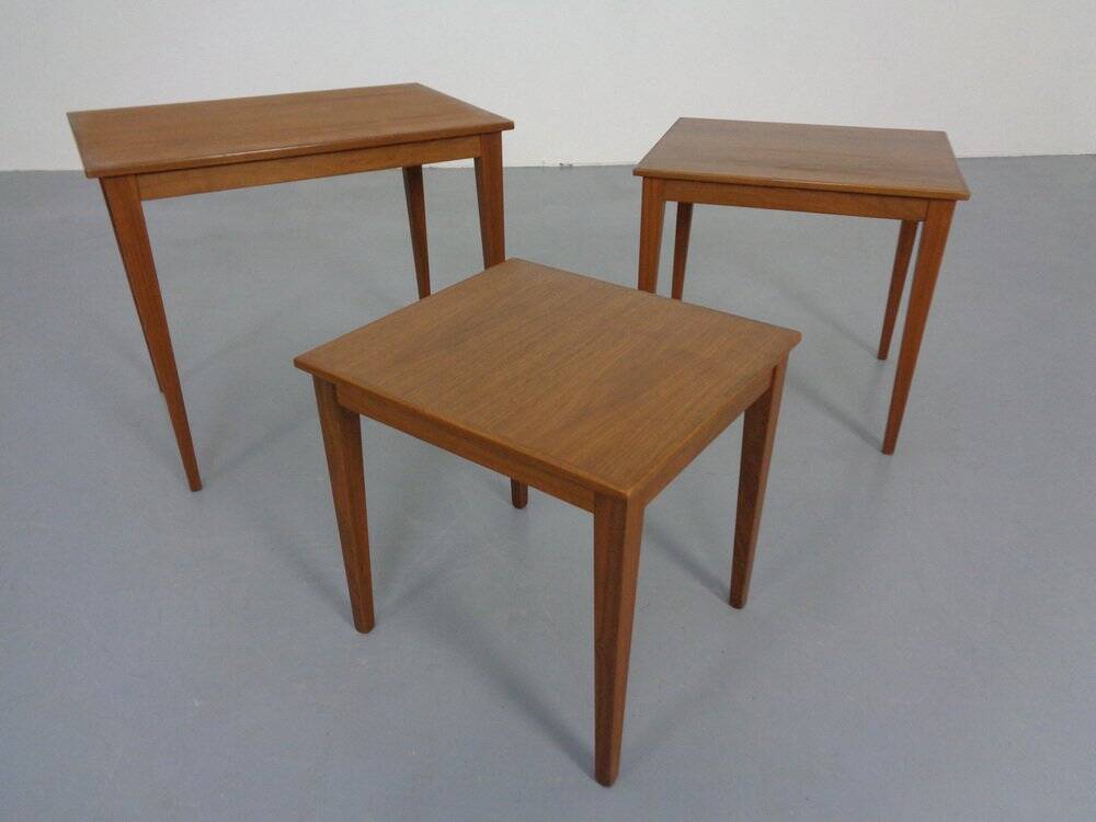 Danish Teak Nesting Tables by Kvalitet Form Funktion, 1960s, Set of 3