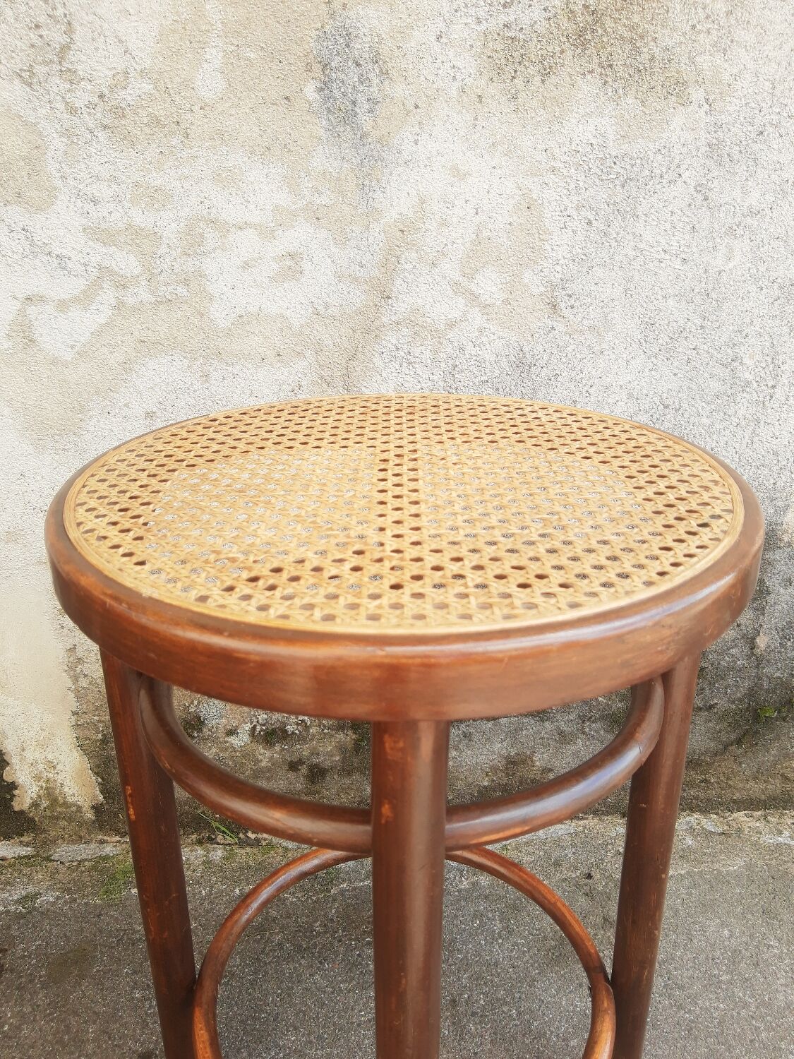 Wooden stool and vintage canning