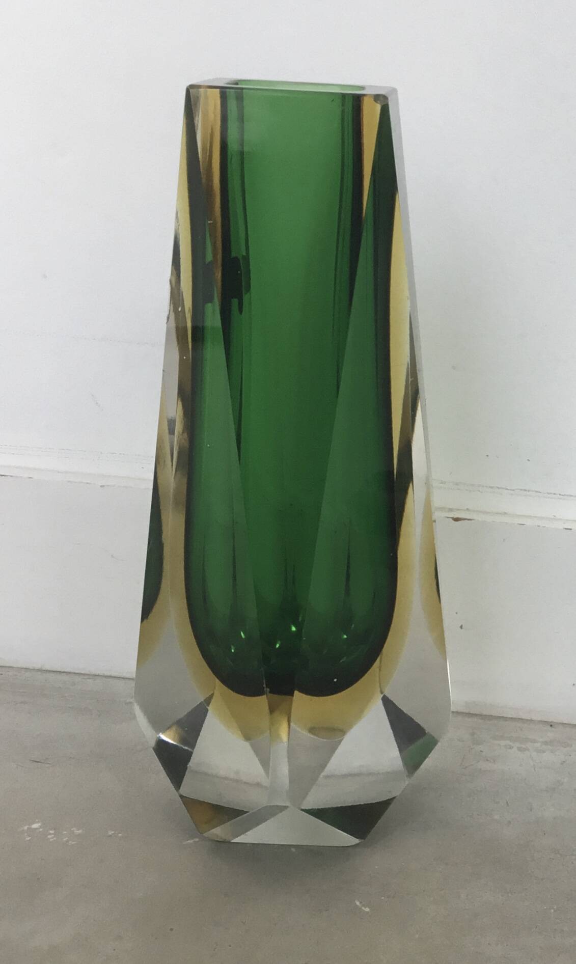 Murano Sommerso octagonal vase by Flavio Poli - 1960s