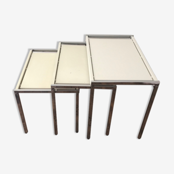Tables trundle wood chrome 1970