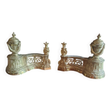 Paire de chenets en bronze doré style Louis XVI XIX éme