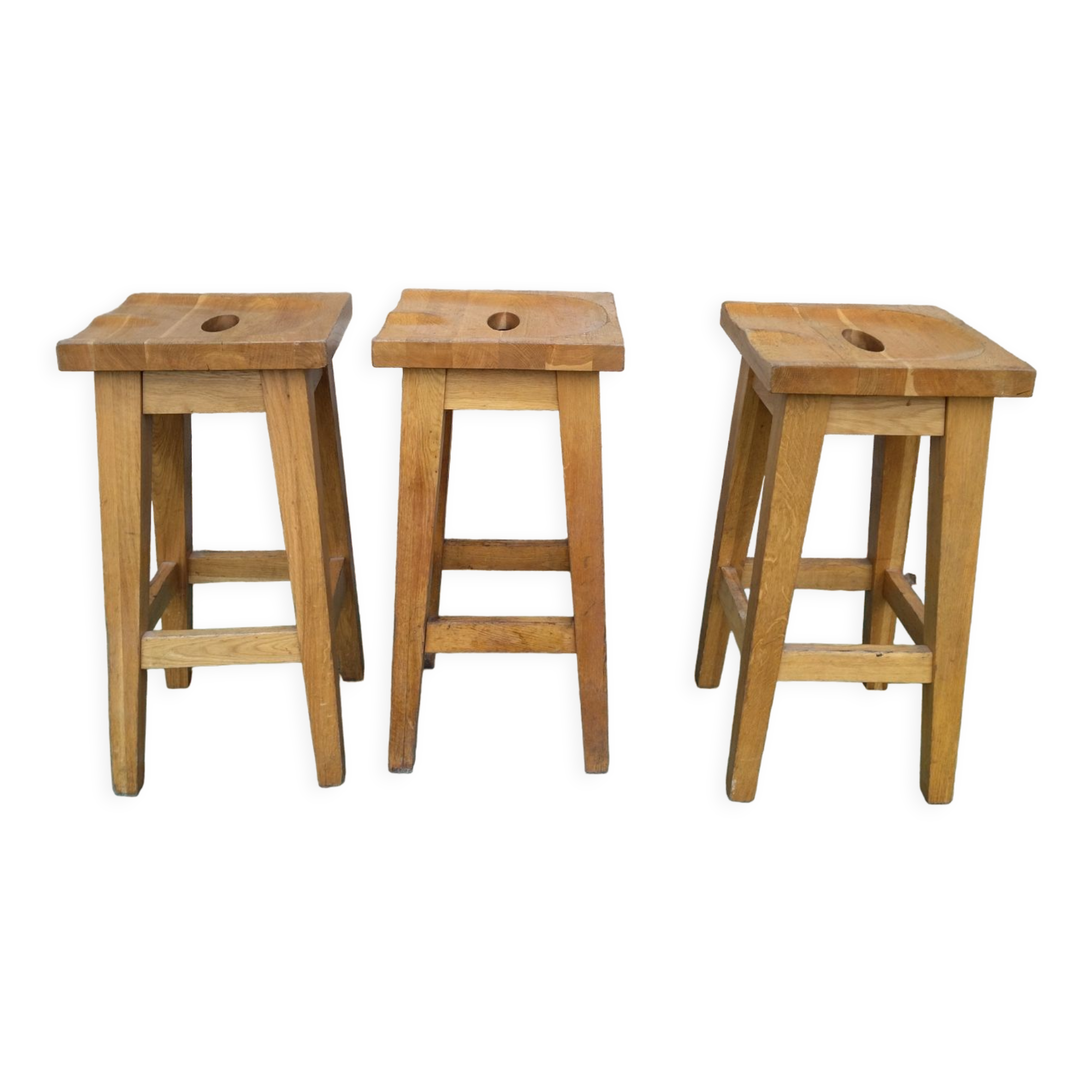 3 brutalist bar stools 60s