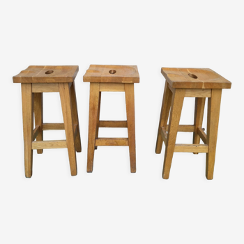 3 brutalist bar stools 60s