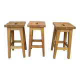 3 brutalist bar stools 60s