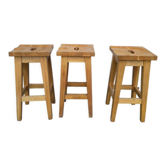 3 brutalist bar stools 60s