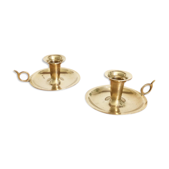 Set of 2 vintage brass candle holders