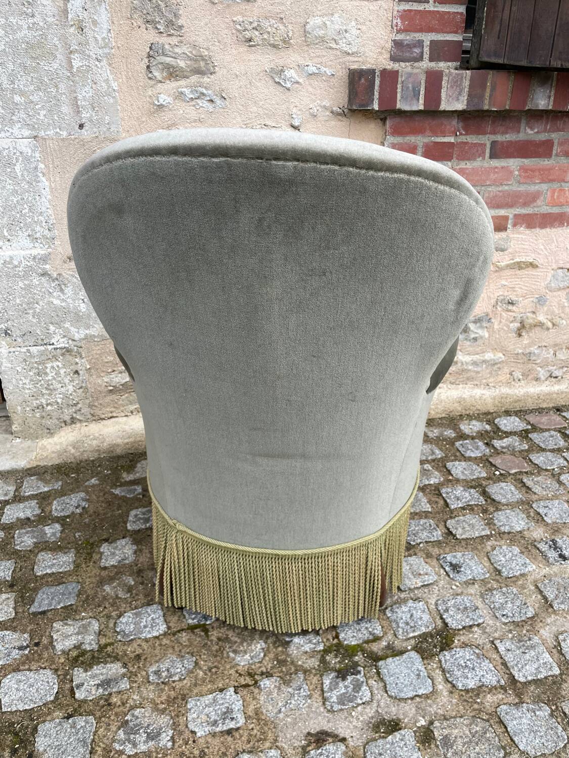 Fauteuil crapaud velours vert