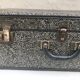 Old suitcase travel fibroc gray white trunk + vintage metal cove