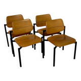 Martin Stoll - Set of four beech and black metal chairs - c. 1975