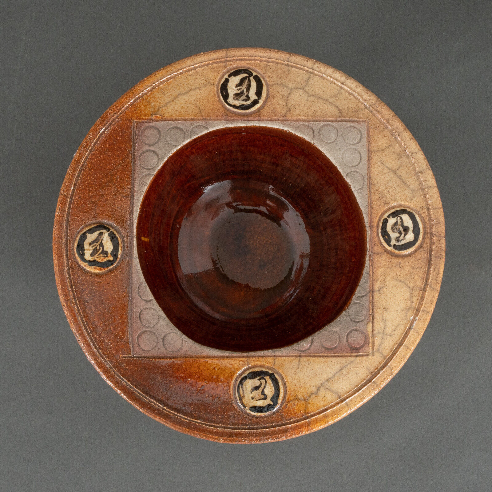 Pocket tray in monogrammed glazed stoneware Mid-twentieth