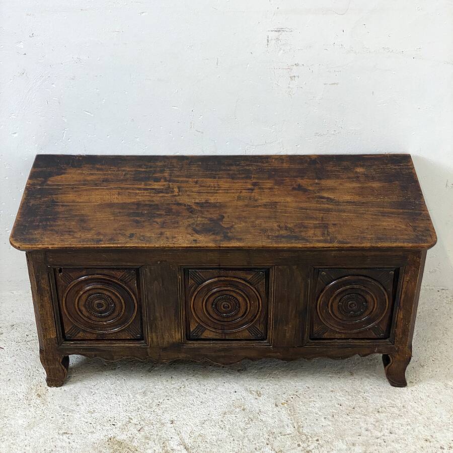 Antique solid oak storage bench