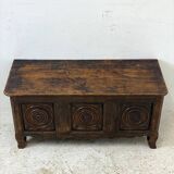 Antique solid oak storage bench
