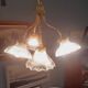 Chandelier in gilded bronze late 19th century around 1900 holophane glassware