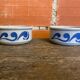 Pair of antique bowls handarbeit salt glaze blue decor vintage #d662
