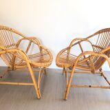 Pair of rattan armchairs